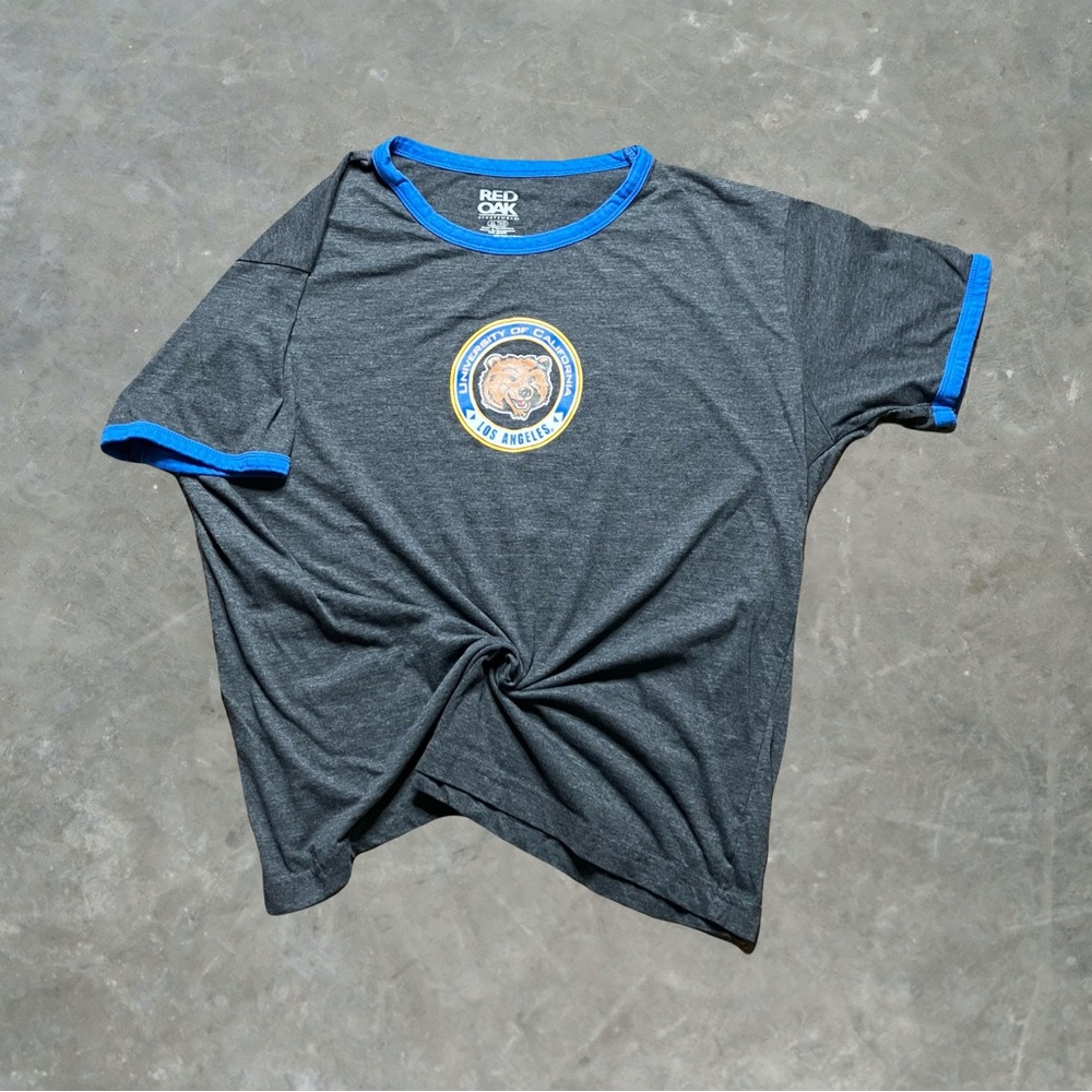 ☀️ UCLA Bruins Red Oak College Ringer Tee Womens Size XL Gray